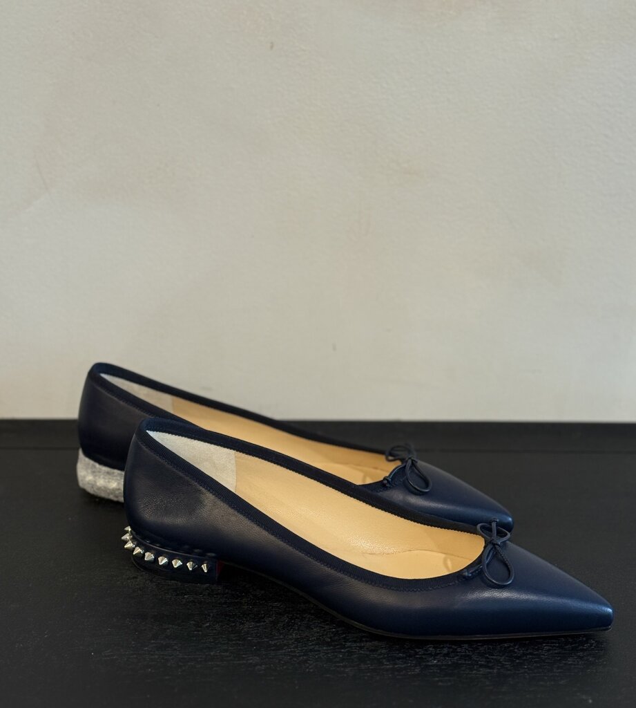 Christian Louboutin, Navy Spikes Ballet Flat, 37.5