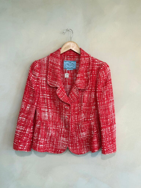 Prada, Red Tweed Jacket, 40
