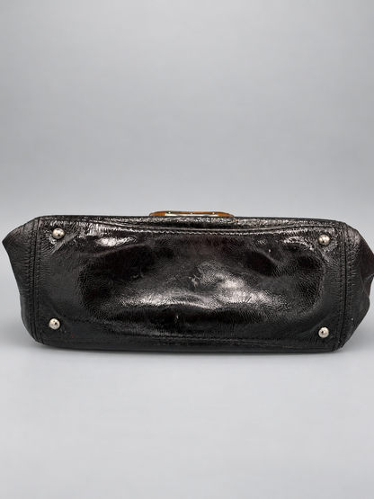 PRADA Vernice Ombré Patent Leather Bowler Bag - Brown