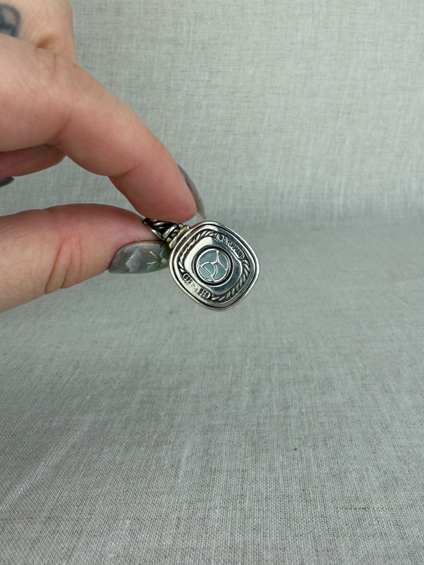 David Yurman Sterling Silver Blue Topaz Albion Pendant