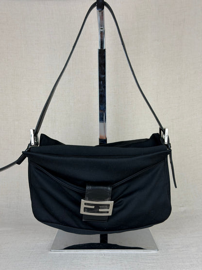Fendi Cloth Baguette- Black and Sliver