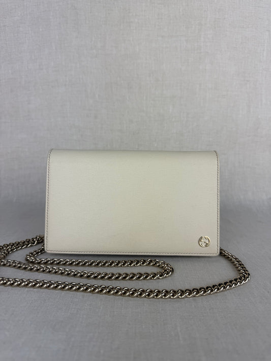 Gucci Cream Wallet on a Chain with Silver Hardware