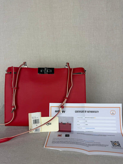 Fendi Peekaboo Clutch with Strap- Red Flame