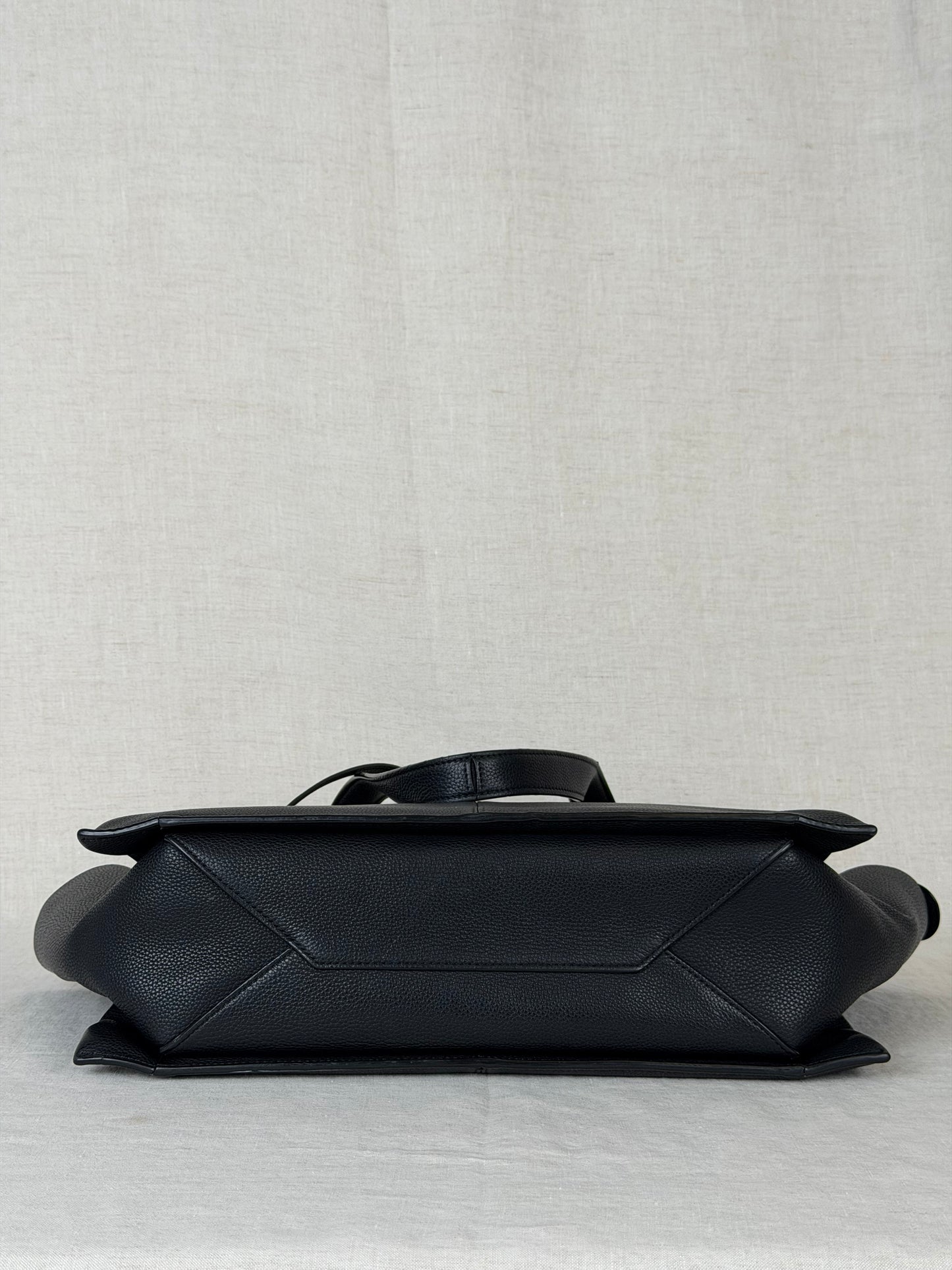 Celine Pebbled Calfskin Tri-Fold Tote Bag- Black
