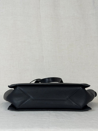 Celine Pebbled Calfskin Tri-Fold Tote Bag- Black