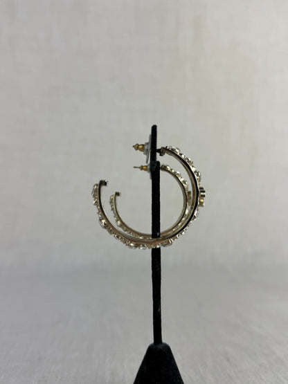 Chanel Hoop Crystal Logo Earrings