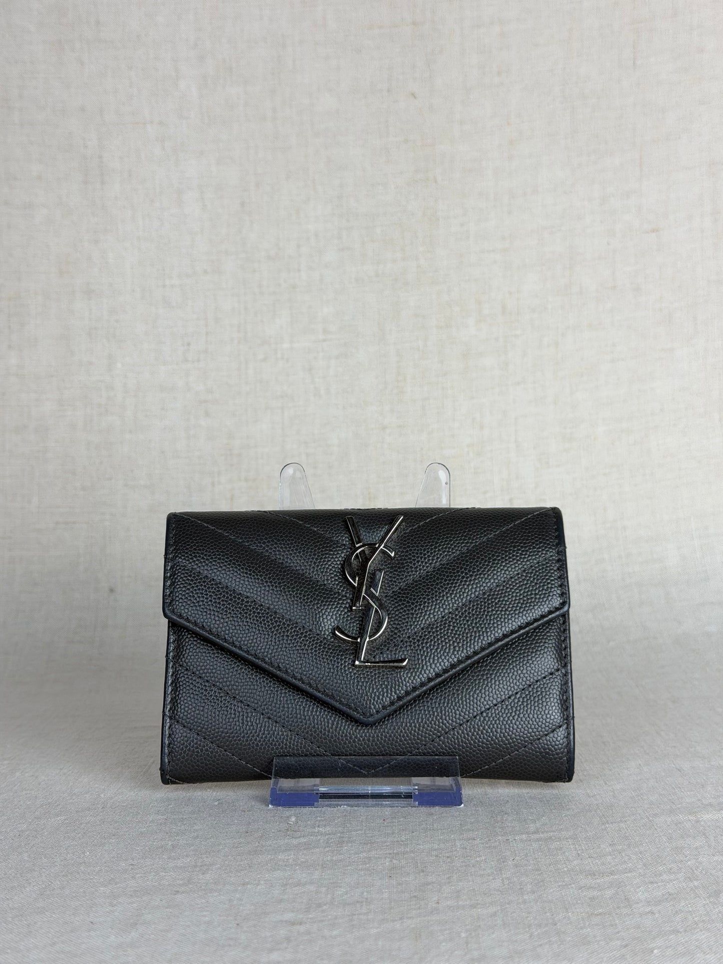 YSL Grain de Poudre Wallet- Grey