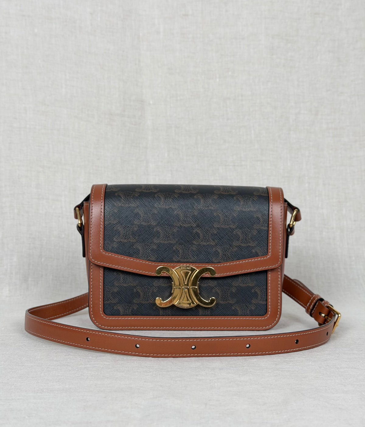 Celine Teen W Border Triomphe Canvas- Brown