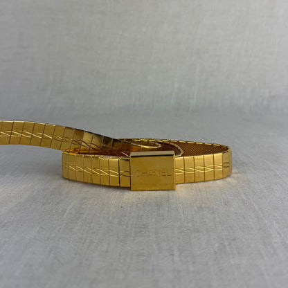 Vintage Chanel Gold Toned Logo Buckle Adjustable Belt