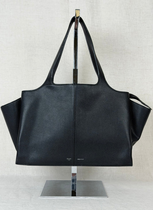 Celine Black Calfskin Tri-Fold Shoulder Bag
