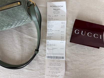 Gucci Suede Half Horsebit Shoulder Bag- Green