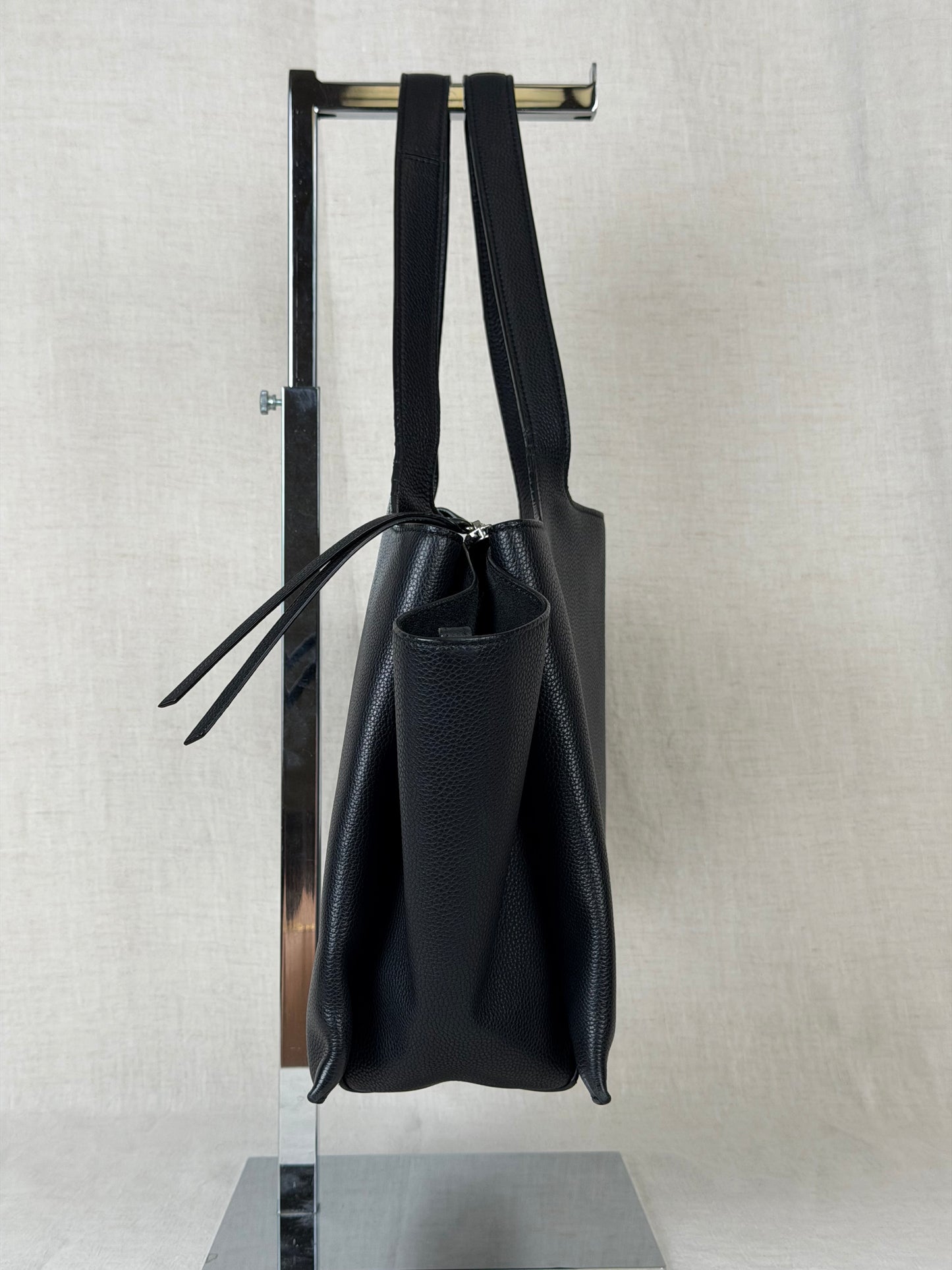 Celine Pebbled Calfskin Tri-Fold Tote Bag- Black
