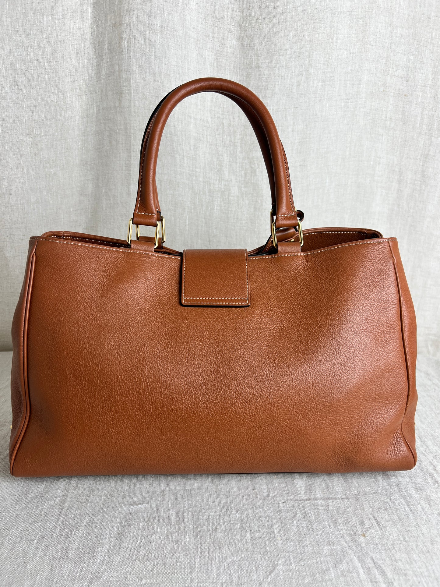 Celine Appoline Shoulder Bag in Brown Calfskin with Gold Hardware