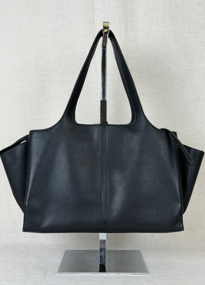 Celine Pebbled Calfskin Tri-Fold Tote Bag- Black