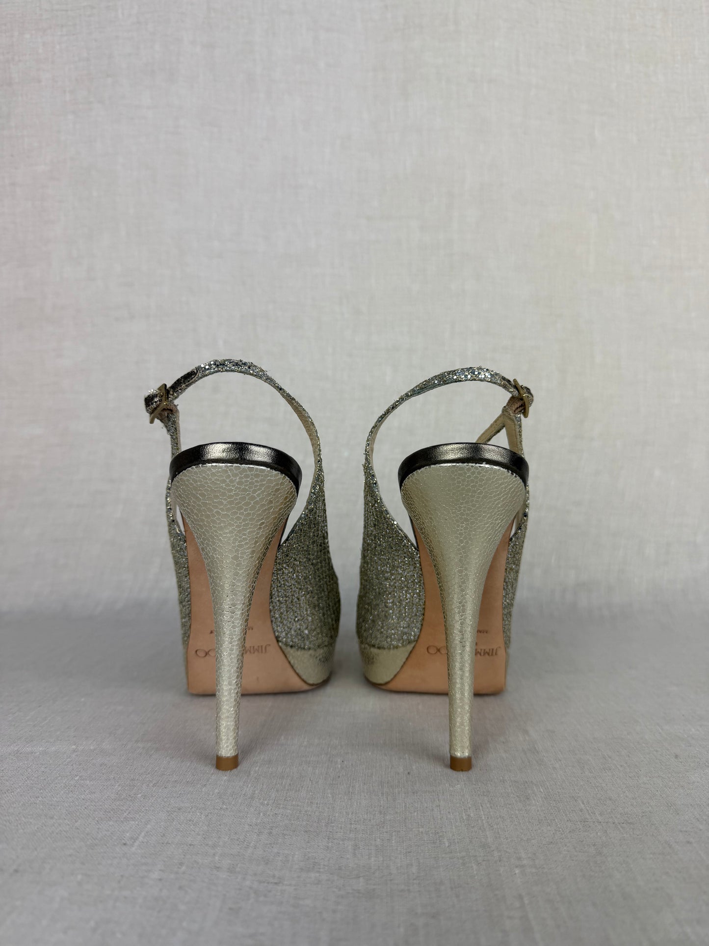 Jimmy Choo Peep Toe Heel Sparkle Size 37