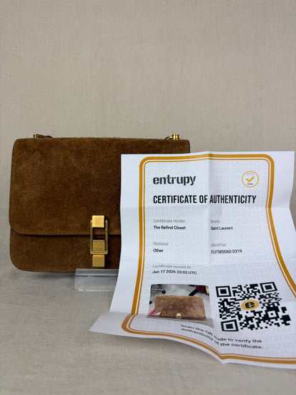 Saint Laurent Carre' Satchel Crossbody MSRP $2900- Brown Suede
