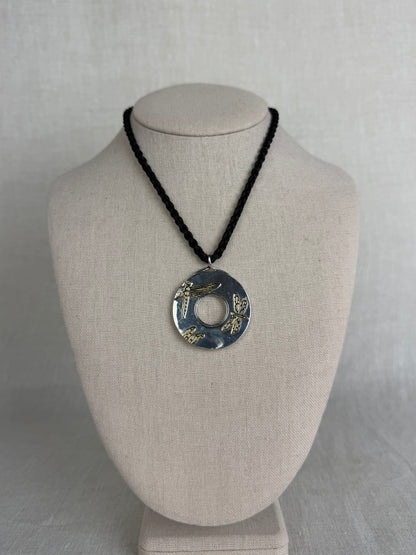 Tiffany & Co Dragonfly Donut Pendant Necklace Sterling Silver + 18K Gold