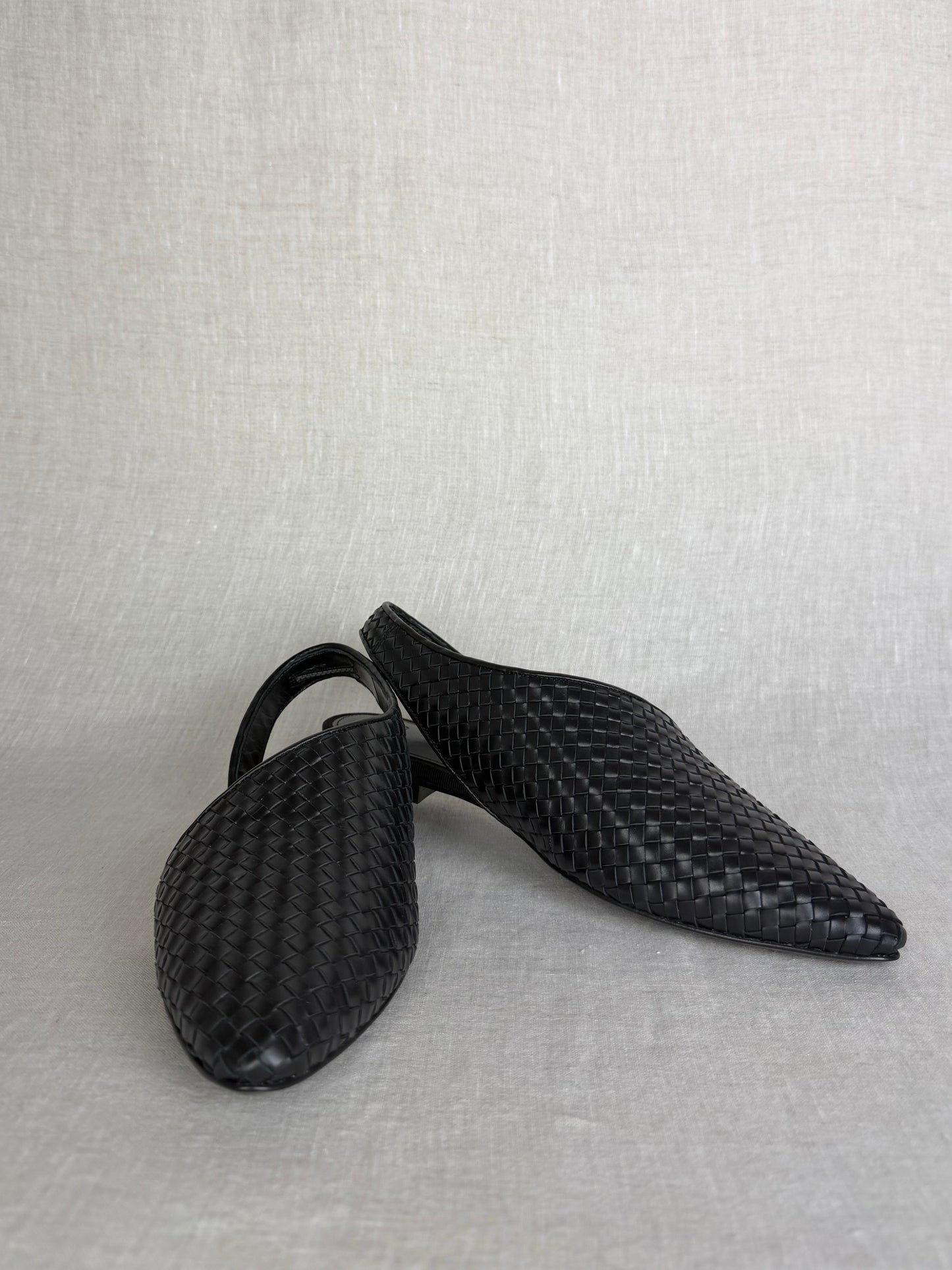 Co Black Woven Asymmetrical Slingback Flats Size 37.5