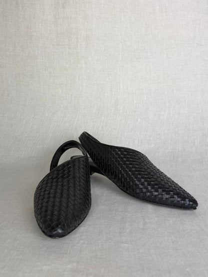 Co Black Woven Asymmetrical Slingback Flats Size 37.5
