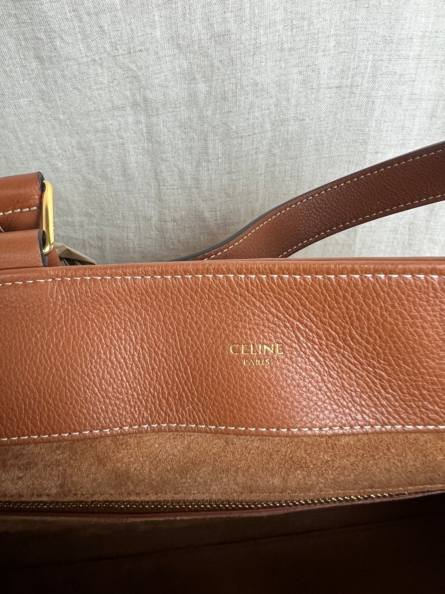 Celine Appoline Shoulder Bag in Brown Calfskin with Gold Hardware