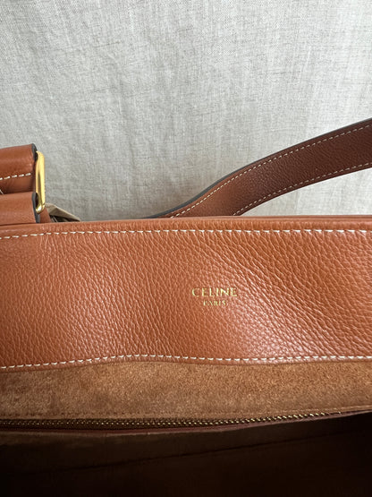 Celine Appoline Shoulder Bag in Brown Calfskin with Gold Hardware