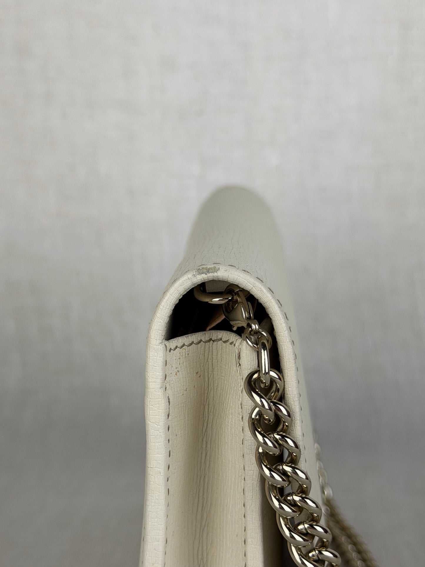 Gucci Cream Wallet on a Chain with Silver Hardware
