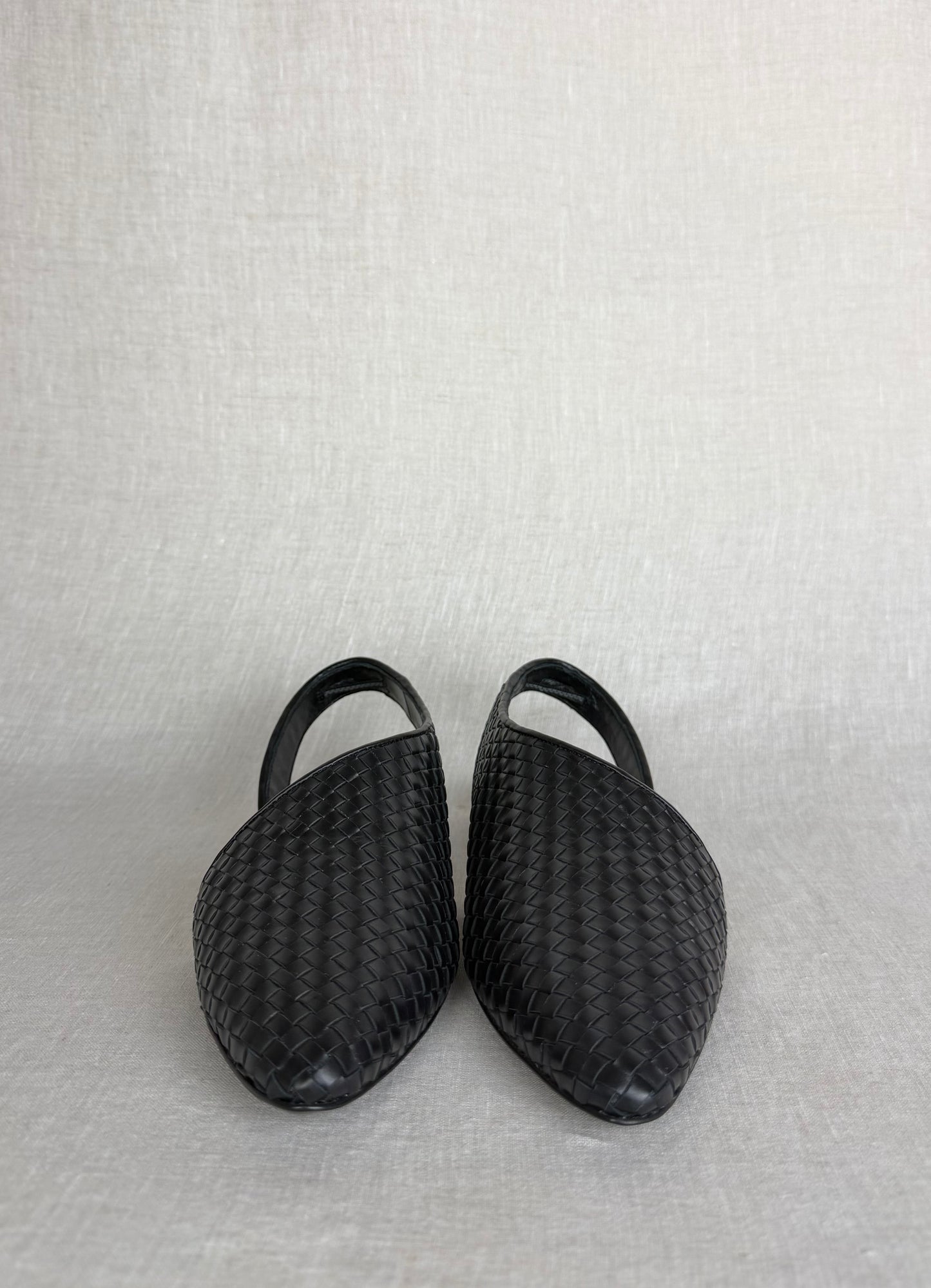 Co Black Woven Asymmetrical Slingback Flats Size 37.5