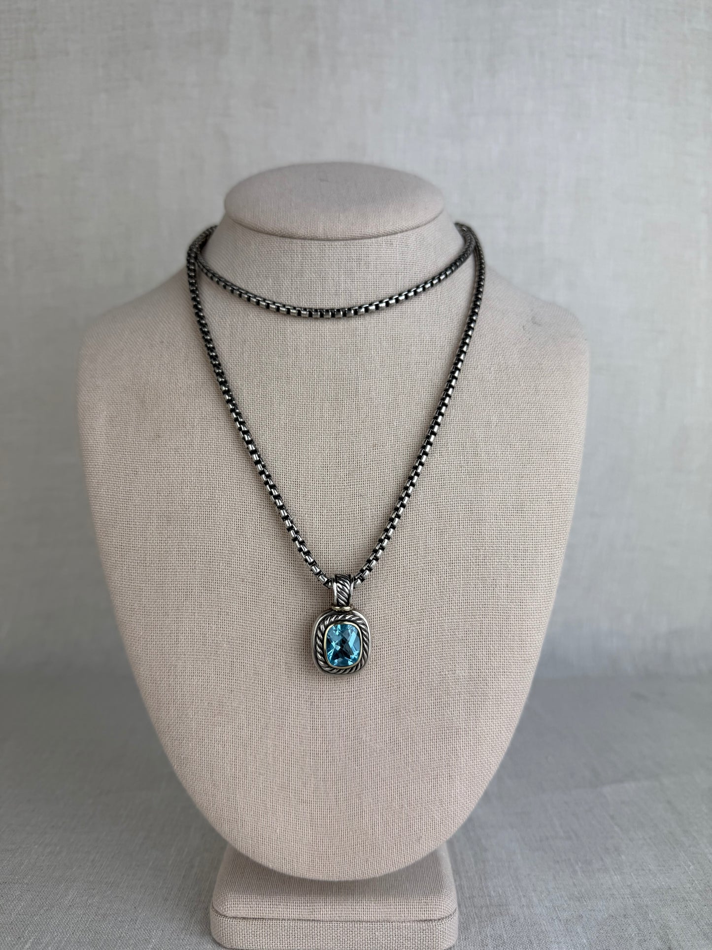 David Yurman Sterling Silver Blue Topaz Albion Pendant