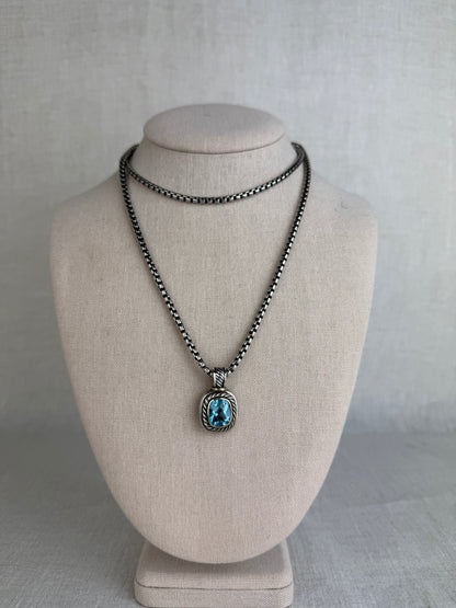 David Yurman Sterling Silver Blue Topaz Albion Pendant