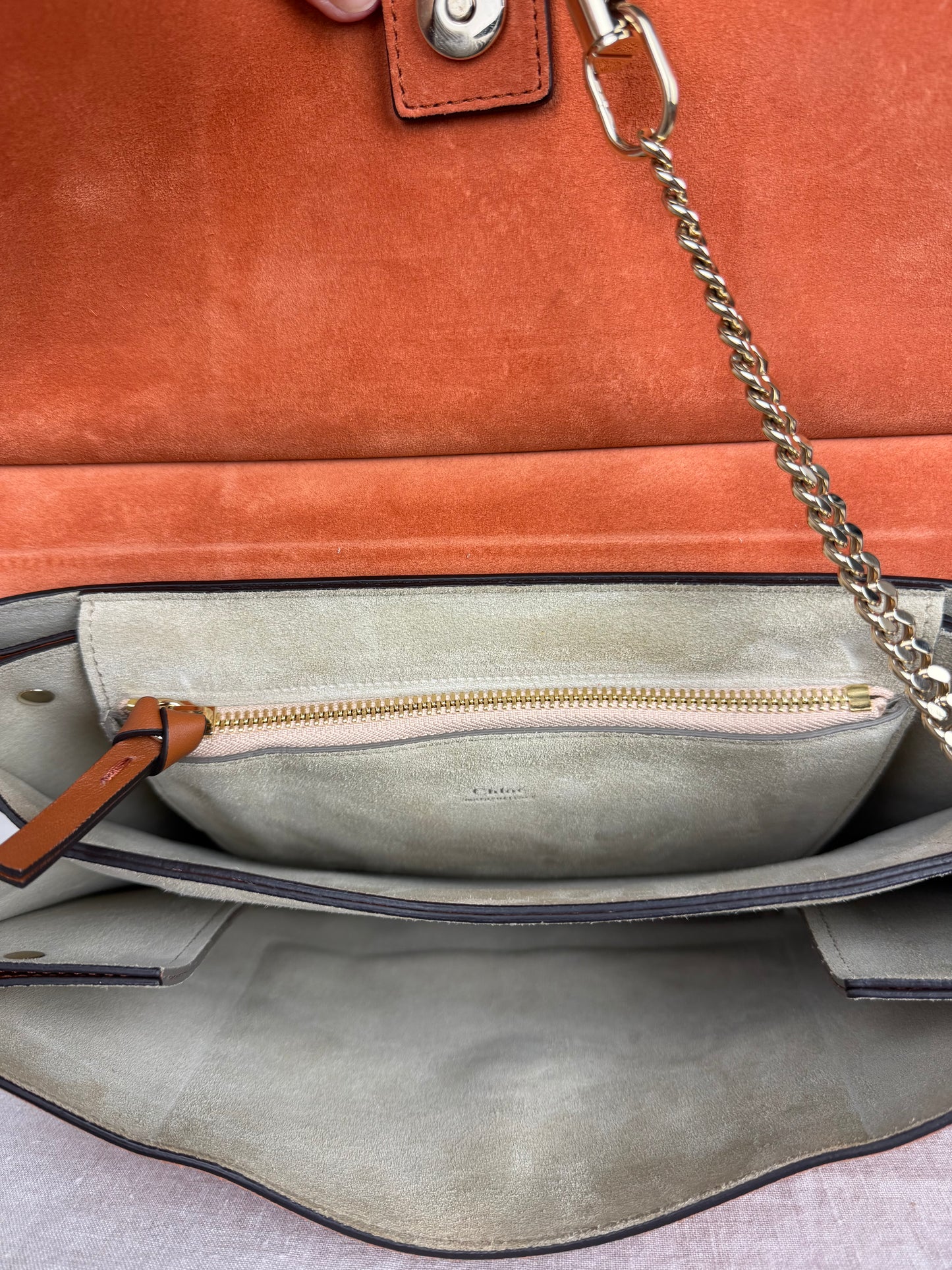 Chloé Medium Faye Suede & Faux Python Leather Shoulder Bag – Brown