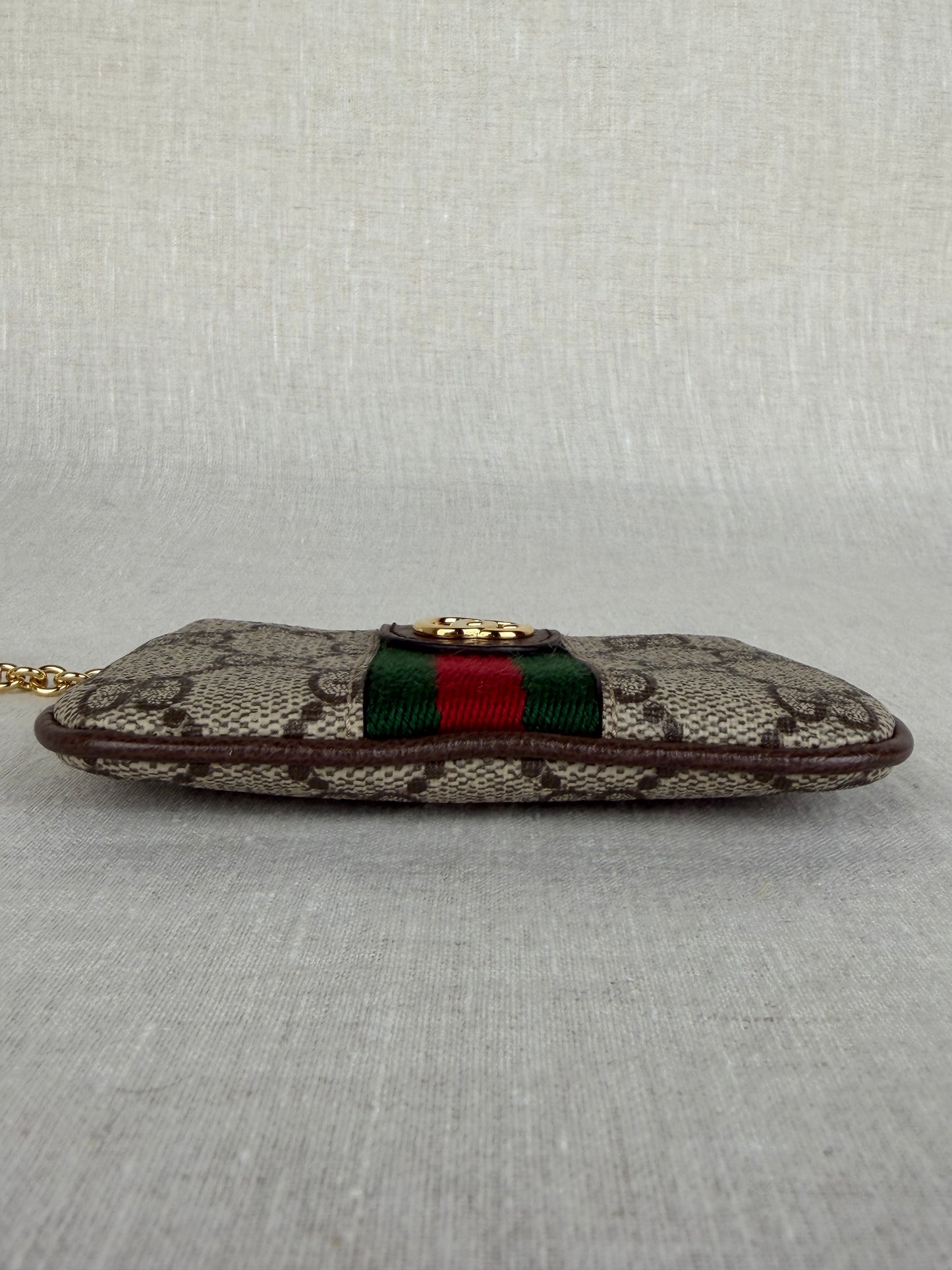 Gucci Brown Ophidia Zip Key Pouch