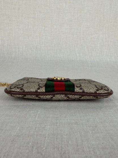Gucci Brown Ophidia Zip Key Pouch