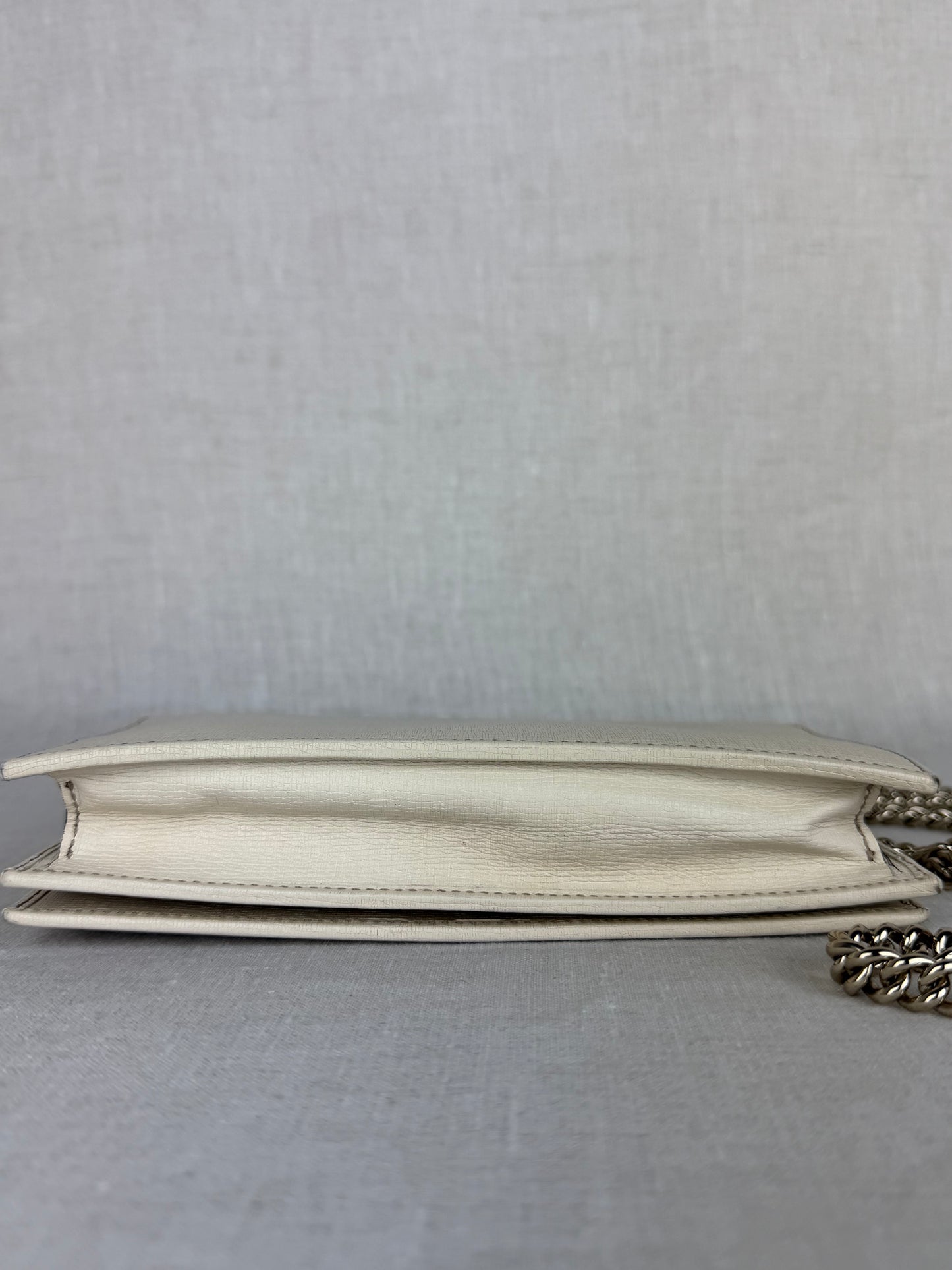 Gucci Cream Wallet on a Chain with Silver Hardware