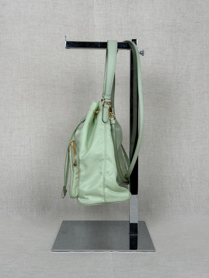 Prada Leather Nylon Bucket Bag - Green