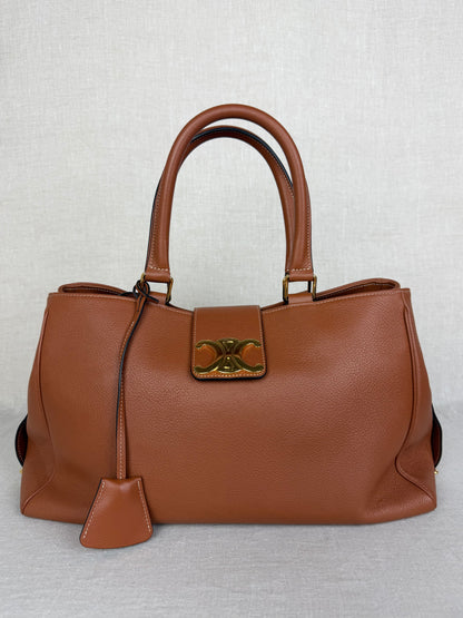 Celine Appoline Shoulder Bag in Brown Calfskin with Gold Hardware