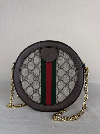 Gucci Round Monogram Ophidia with Gold Tone Hardware