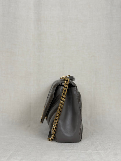 Saint Laurent College Bag Suede & Leather- Grey