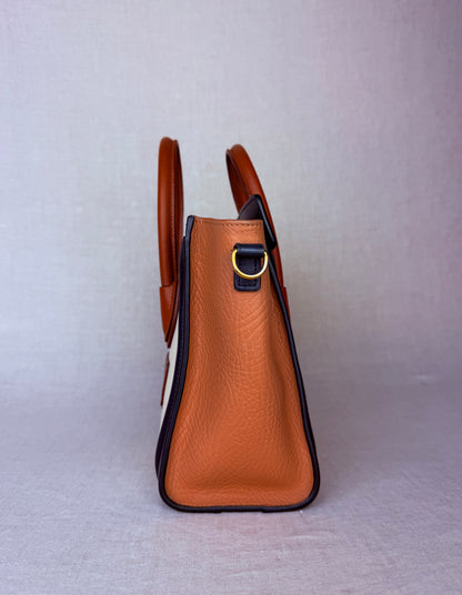Celine Nano Tri-Color Luggage Tote- Cream/Navy/Tan