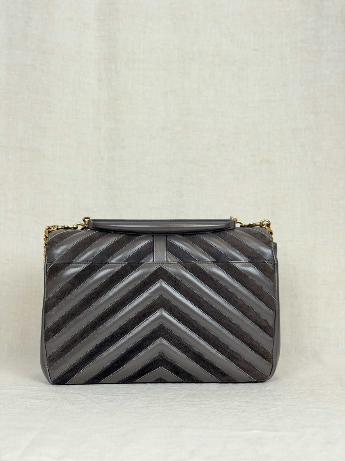 Saint Laurent College Bag Suede & Leather- Grey