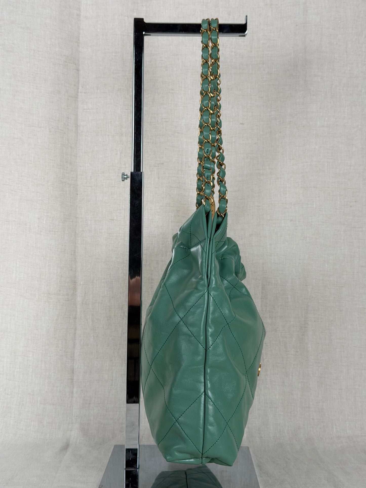 Chanel 22 Medium Lambskin- Green w Gold Hardware