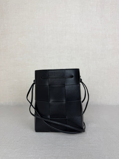 Bottega Veneta Intreccio Mini Bucket Bag in Black Leather
