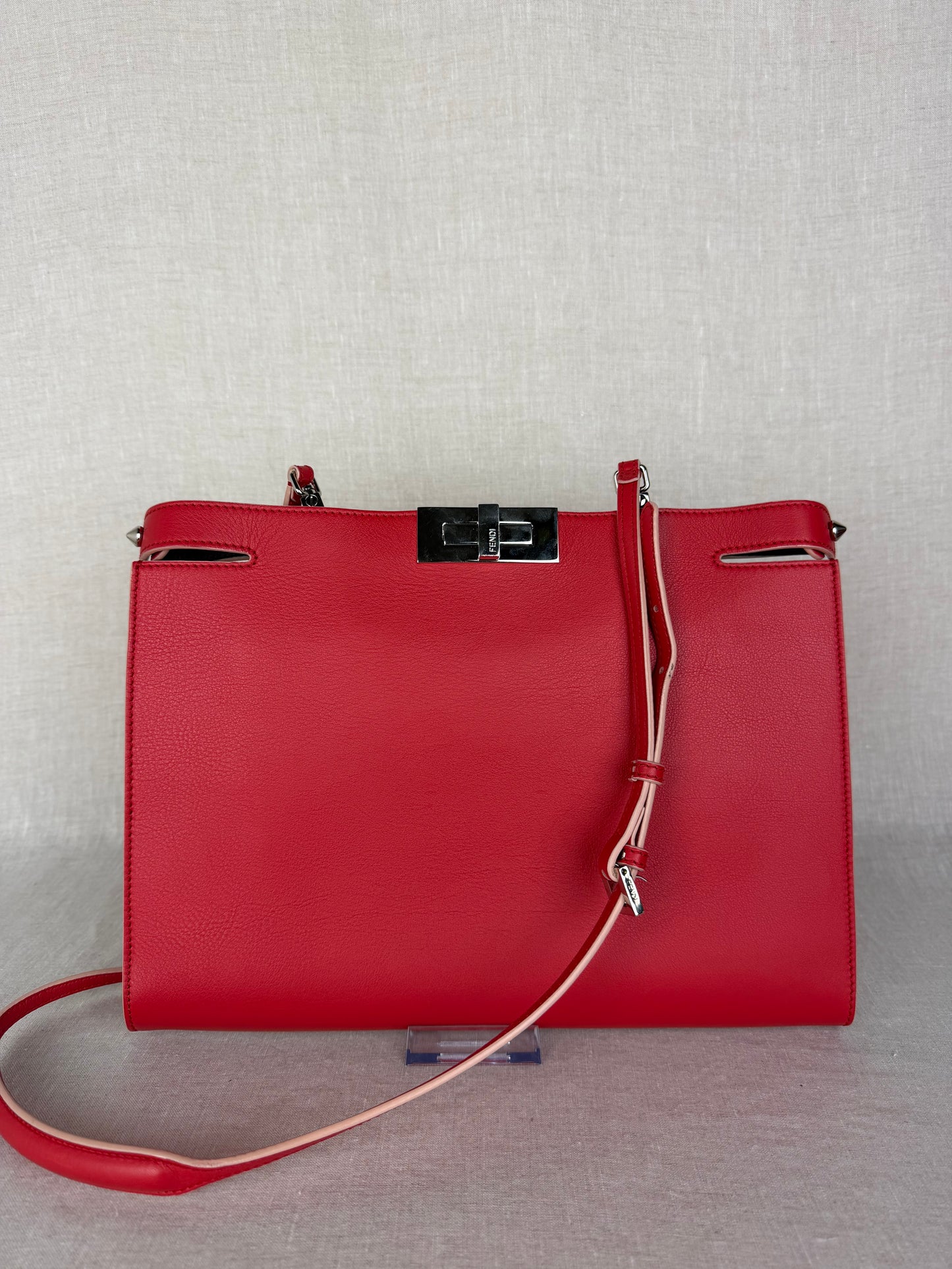 Fendi Peekaboo Clutch with Strap- Red Flame