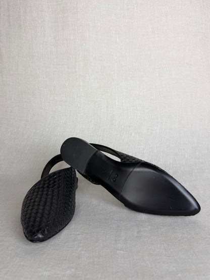 Co Black Woven Asymmetrical Slingback Flats Size 37.5