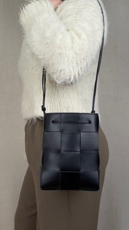 Bottega Veneta Intreccio Mini Bucket Bag in Black Leather