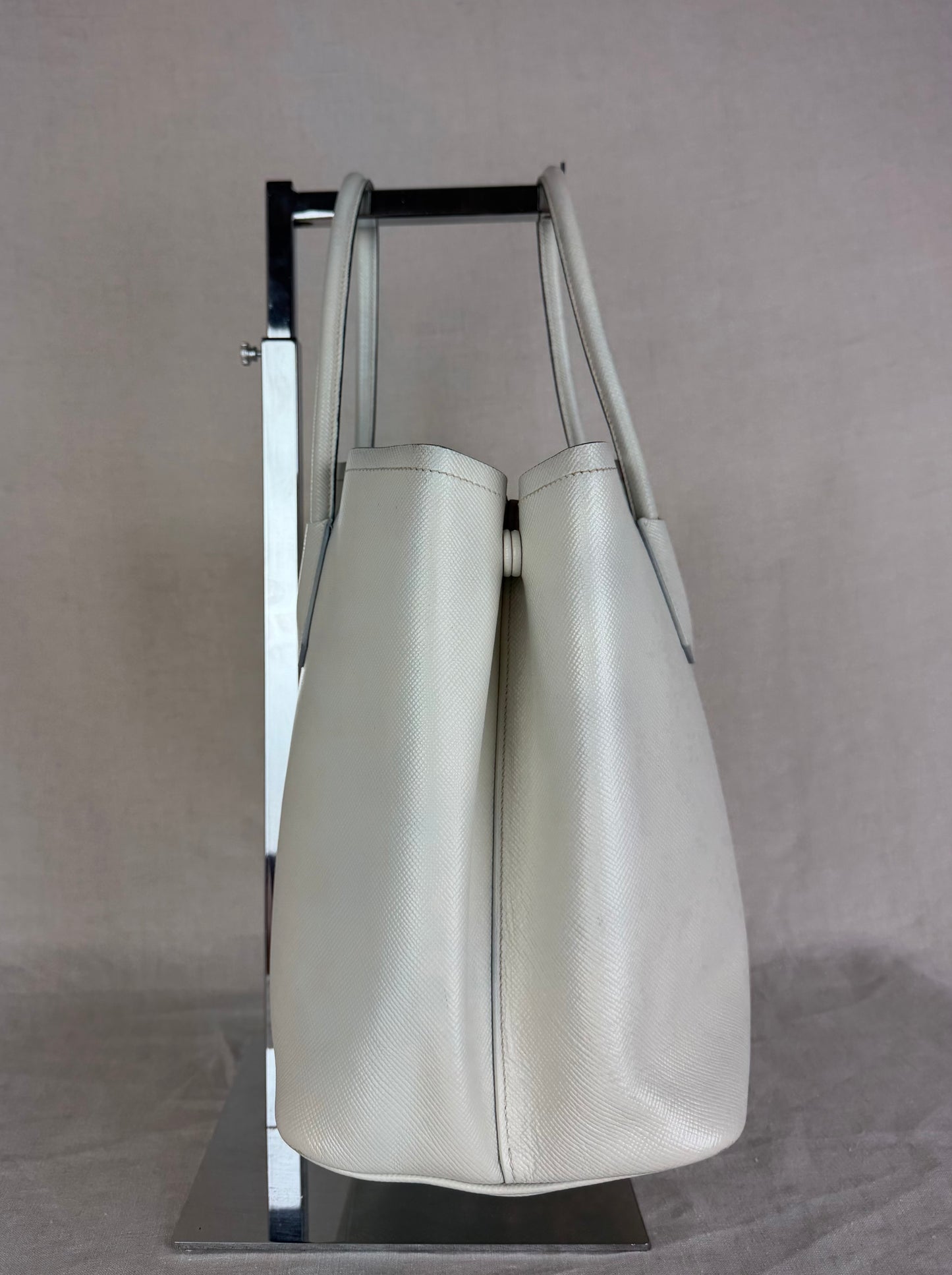 Prada Top Handle Leather Tote- Cream