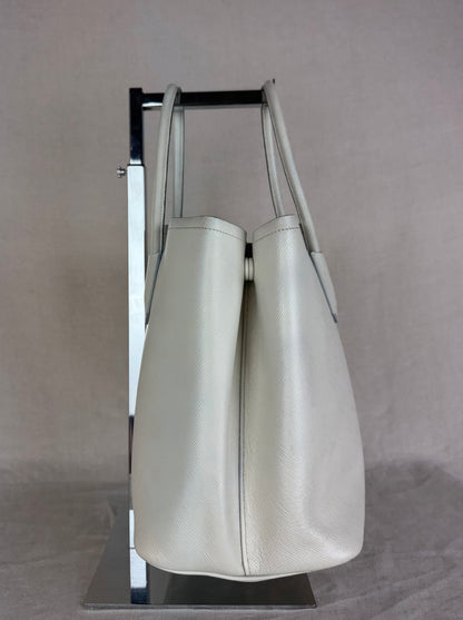 Prada Top Handle Leather Tote- Cream