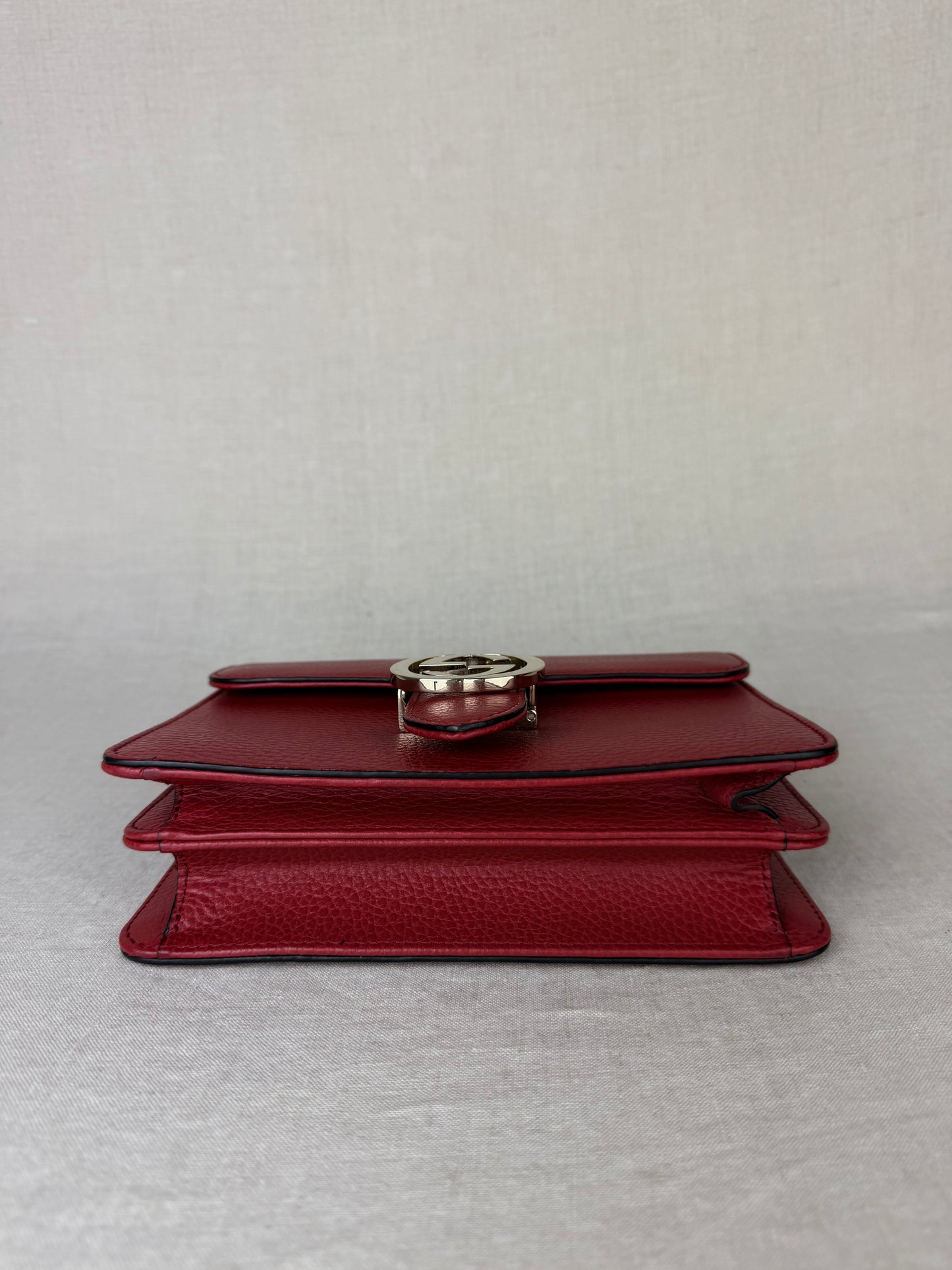 Gucci Dollar Calfskin Interlocking GG Bag- Red