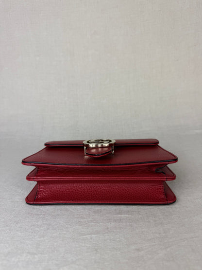 Gucci Dollar Calfskin Interlocking GG Bag- Red