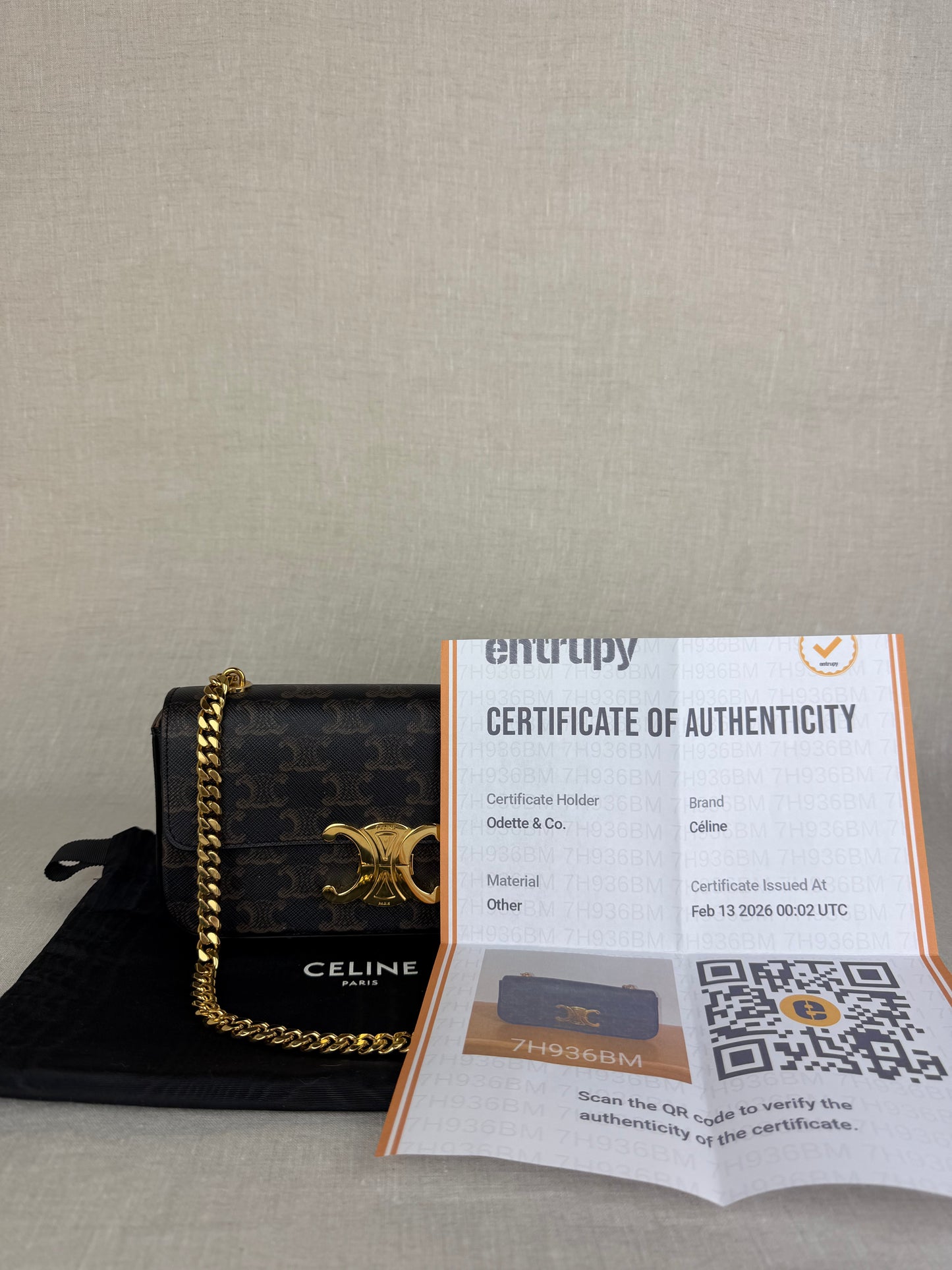 Celine Monogram Claude with Gold Chain Brown