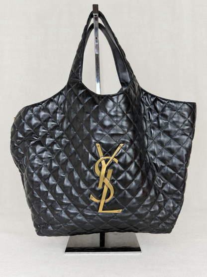 SAINT LAURENT Icare Quilted Leather Maxi Tote - Black